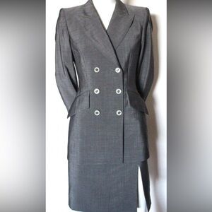 Esçada by Margaretha Ley Gray Wool, ca. 1990's skirt/blazer